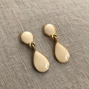 Vintage tear drop gold enamel dangling earrings
